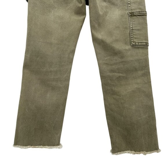 Free People We The Free Button Fly Green Denim Cropped Jeans Womens 24 - Picture 6 of 10